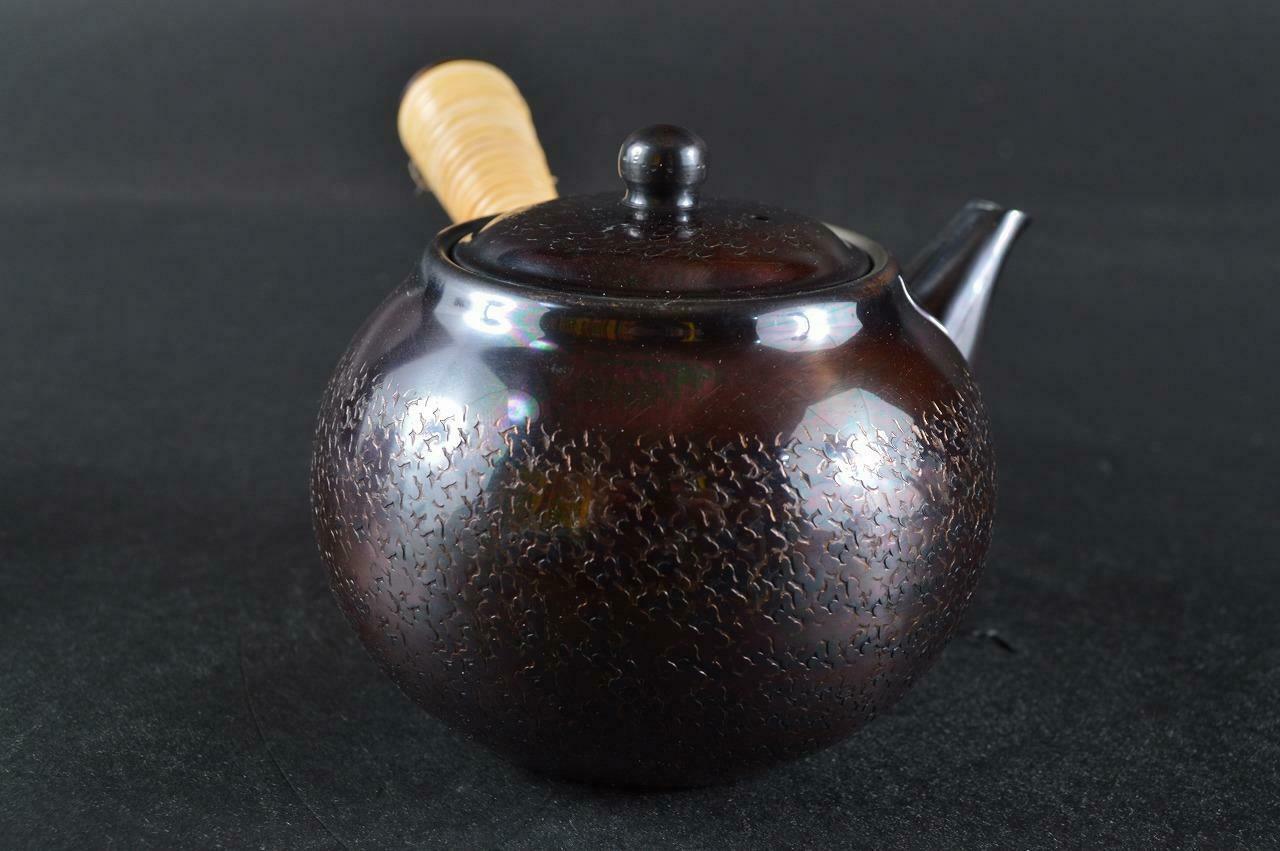 #2422: Japanese Copper Bottle Teapot Dobin Finish Hammer Pattern Tea Ceremony